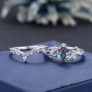 The Supernova Bridal Set: 1.25ct Fireworks-Cut Alexandrite & Aquamarine Trio